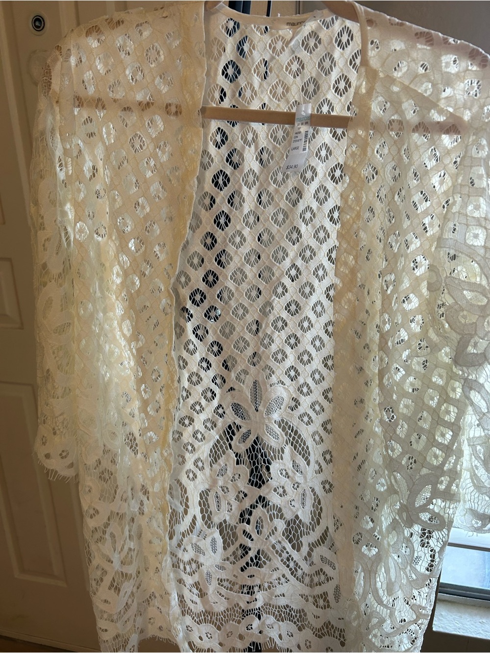 Maurices Ivory Openwork Lace Kimono